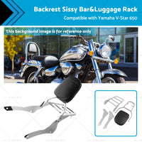 {{ Chrome Backrest Sissy Bar Luggage Rack Suitable for Yamaha Vstar 400 650 98-18 }} - Buy Car Parts Online at {{ Kaka Auto Parts }}.