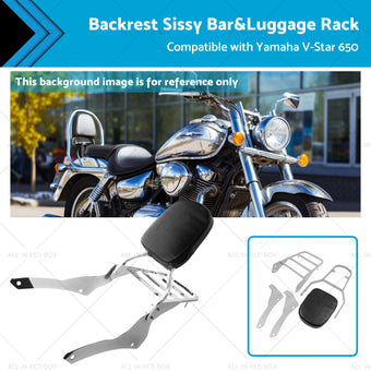compare product Chrome Backrest Sissy Bar Luggage Rack Suitable for Yamaha Vstar 400 650 98-18