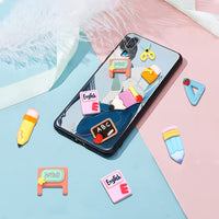50x 3D Resin Cabochons Suitable For DIY Craft – School-Themed Colorful Pencil, Ruler & Book Shapes