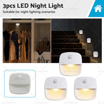 compare product 3 PCS Cordless Battery-Powered LED Night Light Motion Sensor Light-Warm White