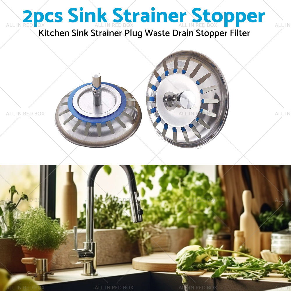 {{ 2PCS Kitchen Sink Strainer Plug Waste Drain Stopper Filter Stainless Steel }} - Buy Car Parts Online at {{ Kaka Auto Parts }}.