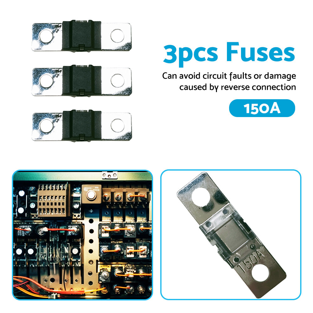 {{ 3PCS 150 AMP Mega Fuse Heavy Duty Dual Battery Mining System High Current 150A }} - Buy Car Parts Online at {{ Kaka Auto Parts }}.