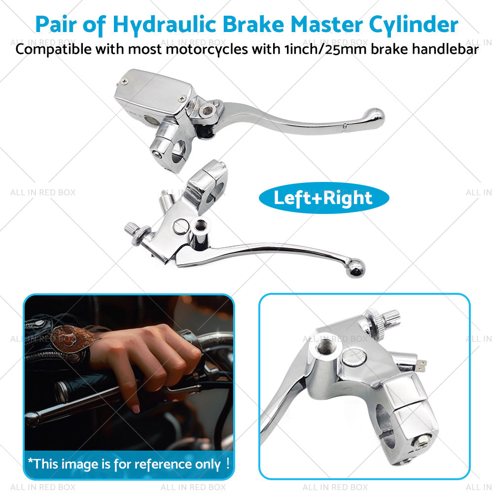 {{ 1inch Chrome Motorcycle Handlebar Hydraulic Brake Master Cylinder  and  Clutch Lever }} - Buy Car Parts Online at {{ Kaka Auto Parts }}.