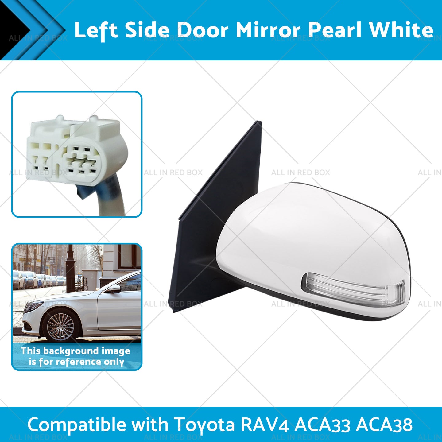 {{ Pearl White Mirror Left Side Door Suitable for Toyota RAV4 ACA33 ACA38 2008-2012 }} - Buy Car Parts Online at {{ Kaka Auto Parts }}.