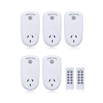 compare product 5 Packs Home Wireless Power Switch Mains Sockets & 2x Remote Controllers AU Plug