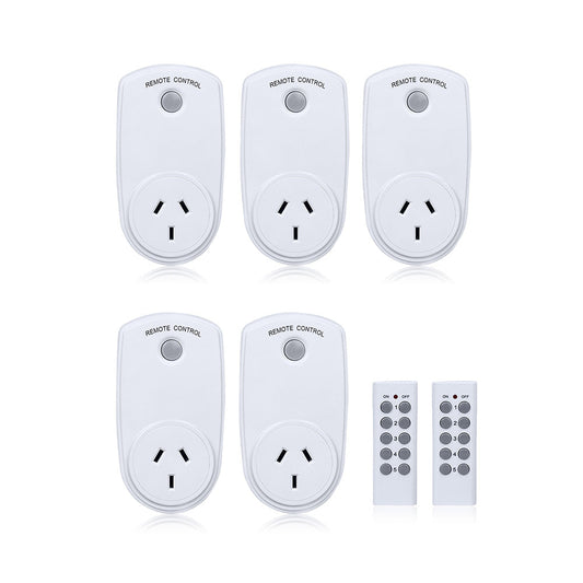 5 Packs Home Wireless Power Switch Mains Sockets & 2x Remote Controllers AU Plug