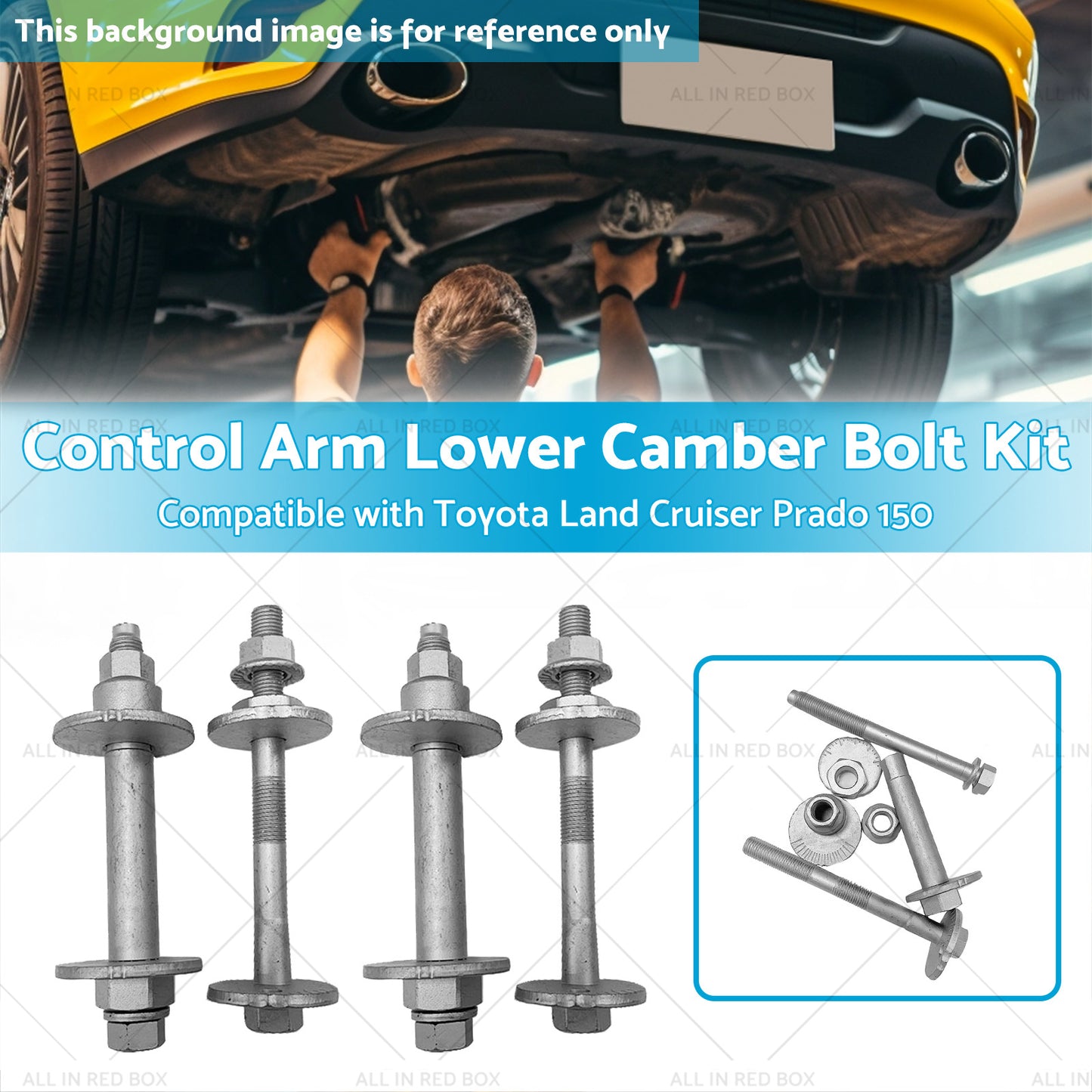 {{ 4x Control Arm Lower Camber Bolt Kit Suitable for Toyota Land Cruiser Prado 150 }} - Buy Car Parts Online at {{ Kaka Auto Parts }}.