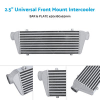 {{ 2. 5 inch  Universal Full Aluminum Front Mount Intercooler 450x180x65mm Core Bar and Plate }} - Buy Car Parts Online at {{ Kaka Auto Parts }}.