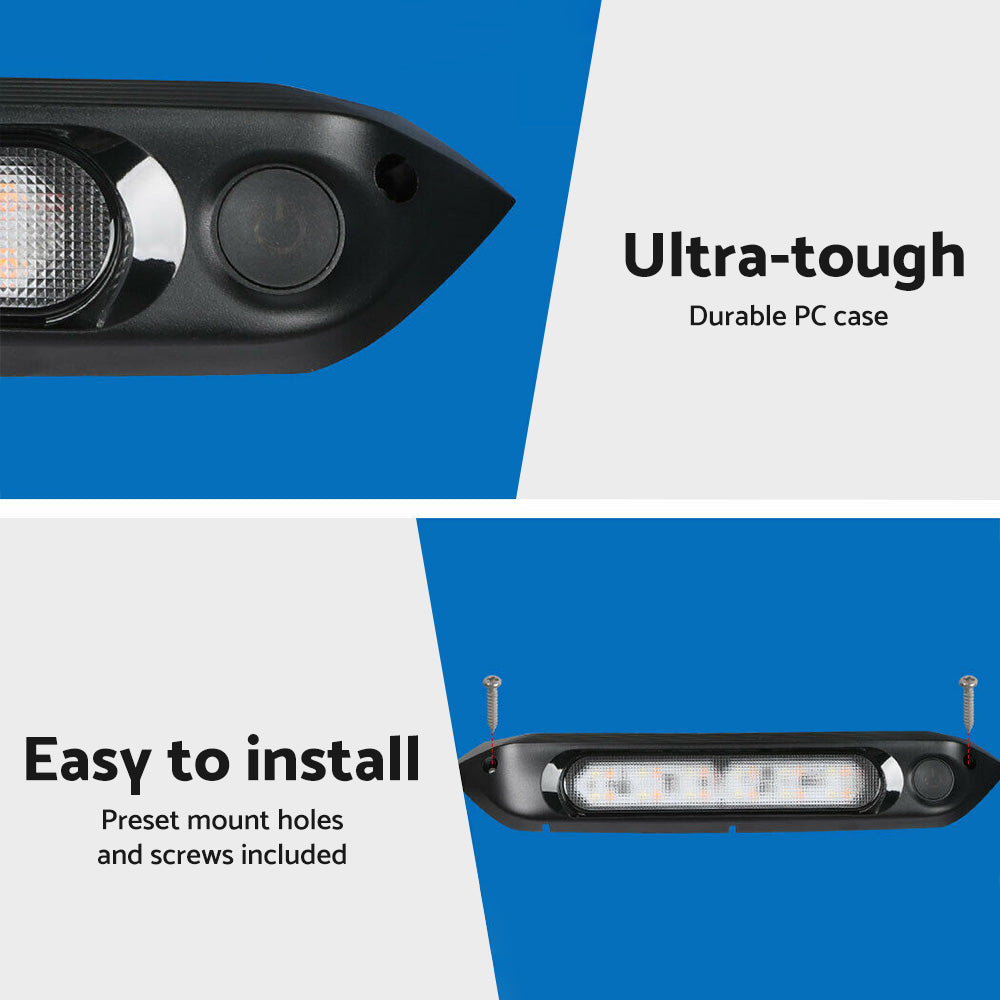 287mm Black Dual LED Bug Light 12V Awning Light with On/Off Switch Amber & White Lights