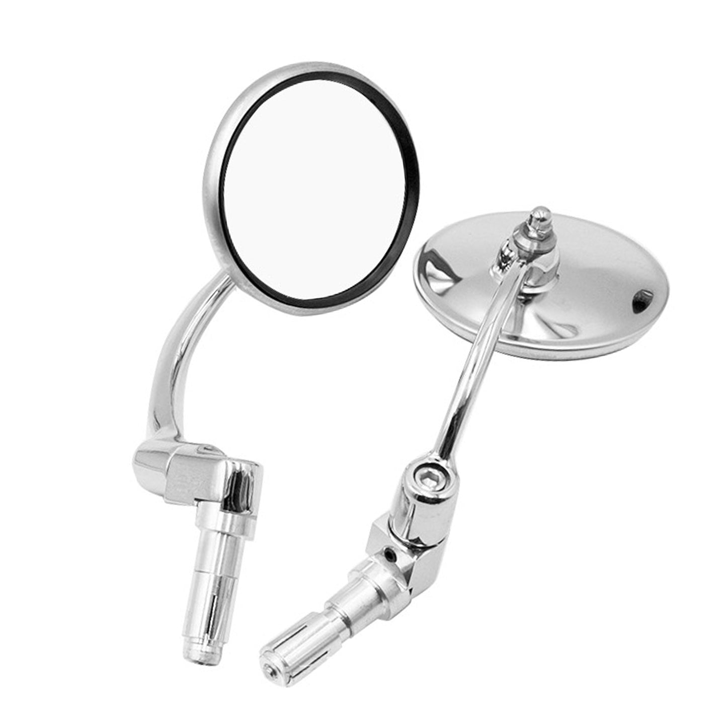 Chrome Round Rearview Bar End Mirror Suitable For Motorcycle / Chopper / Racer