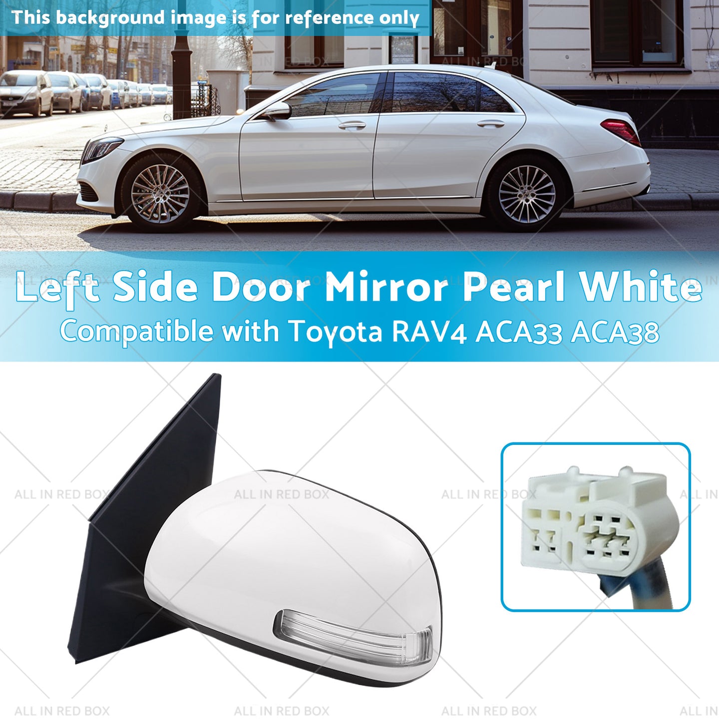 {{ Pearl White Mirror Left Side Door Suitable for Toyota RAV4 ACA33 ACA38 2008-2012 }} - Buy Car Parts Online at {{ Kaka Auto Parts }}.