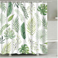 {{ Bathroom Fabric Shower Curtain 12 Hook Set Water Resistant Tropical Plants Panel }} - Buy Car Parts Online at {{ Kaka Auto Parts }}.