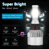 HB2 9003 H4 LED Headlight Globe Kit 2x Suitable For Hi/Low Beam 9000LM Brighter White