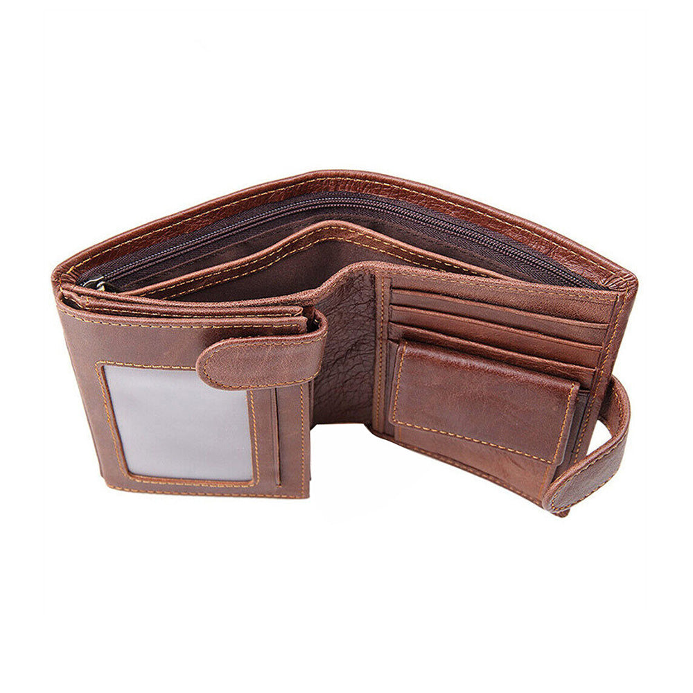 RFID Blocking Slim Leather Trifold Wallet With Credit Card Holder For Men