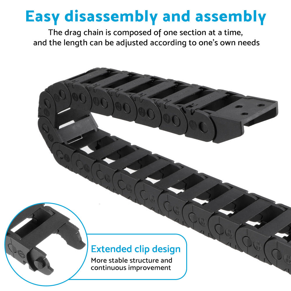 10mmX20mm 1Meter Drag Chain Cable Carrier Open Type with End Connectors Plastic