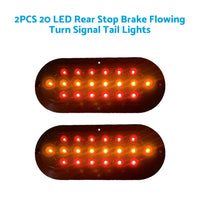 2x 20-LED Rear Stop Brake Flowing Turn Signal Tail Lights Suitable For Truck, Trailer & Caravan