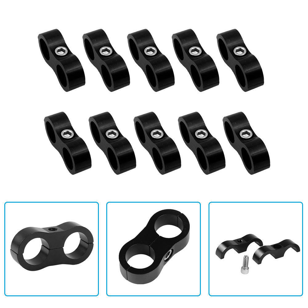 10x AN8 8AN Nylon Braided Stainless Steel Fuel Oil Line Hose Separator Clamp