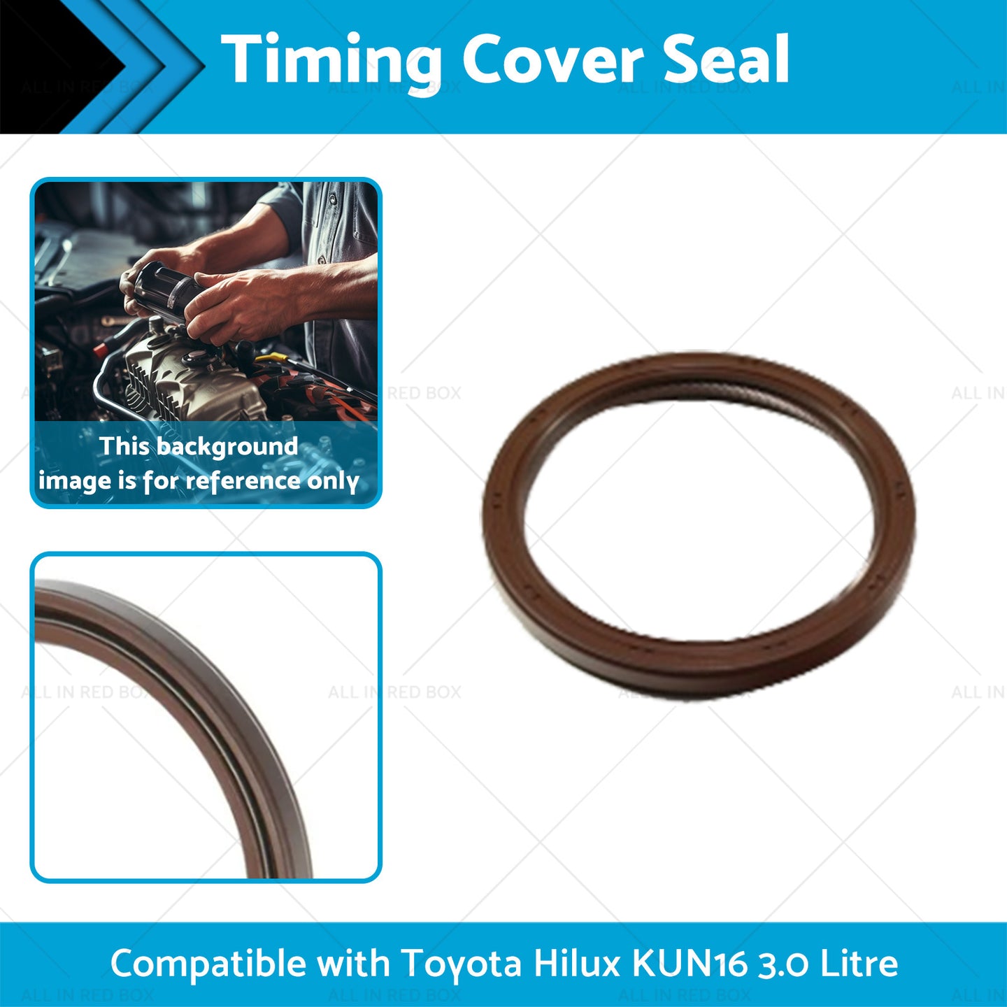 {{ KUN16-1KDFTV Timing Cover Seal Suitable for Toyota Hilux KUN16 3. 0 Litre 05-15 }} - Buy Car Parts Online at {{ Kaka Auto Parts }}.