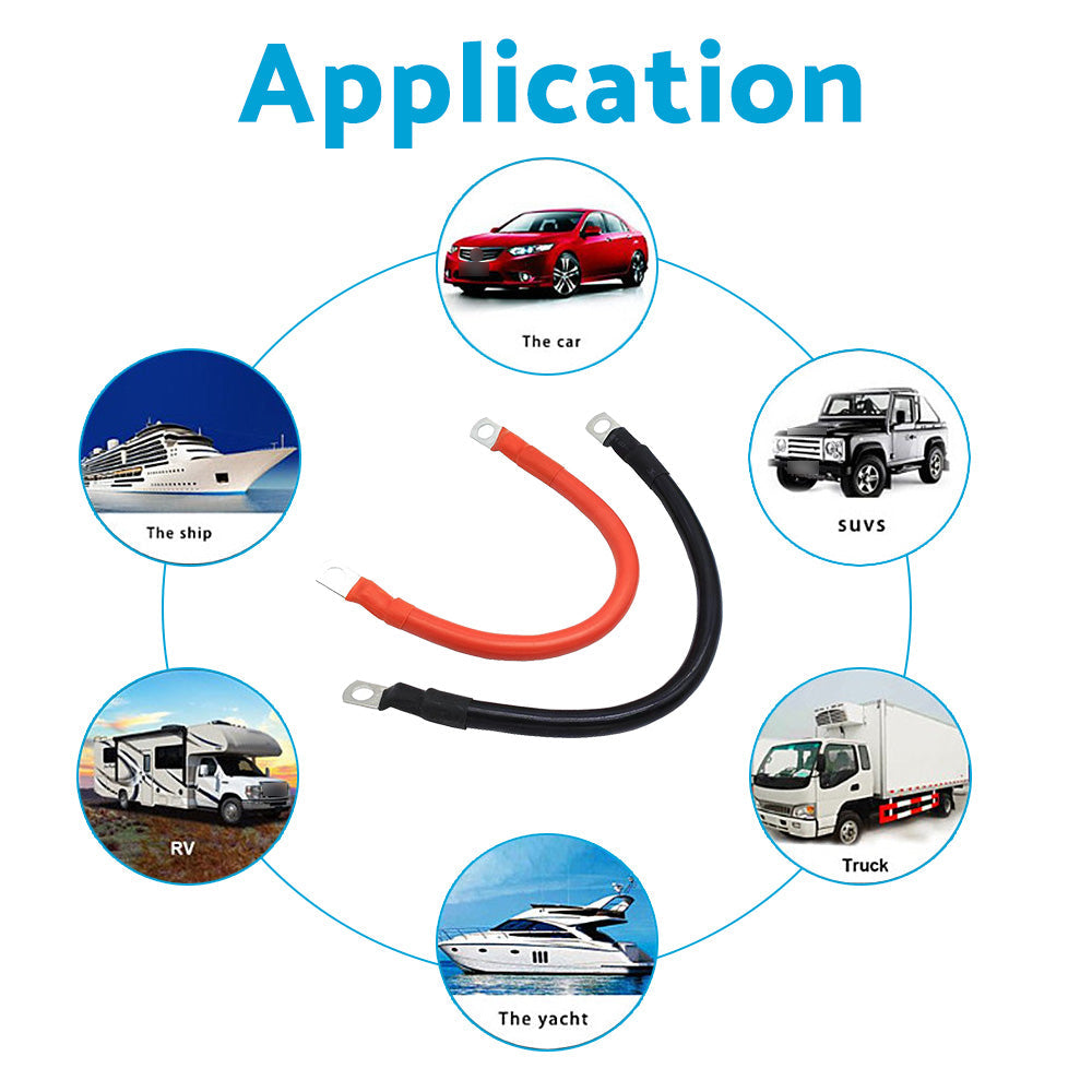30cm Battery Joiner Connector Lead DC Wire 100A 12V 24V Cable with Lugs Red & Black