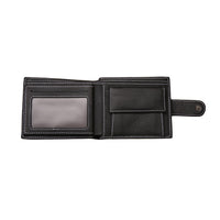 Mens Wallet Black Bi Fold with Top Layer Cowhide Leather Card Slots Coin Pocket