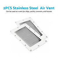2 x Stainless Steel Rectangular 14 Louvre Air Vent, Caravan, Boat, Wall Eave