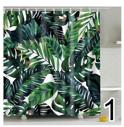 {{ Bathroom Fabric Shower Curtain 12 Hook Set Water Resistant Tropical Plants Panel }} - Buy Car Parts Online at {{ Kaka Auto Parts }}.