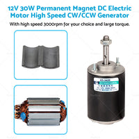 {{ 12V 30W Permanent Magnet DC Electric Motor High Speed CW CCW Generator }} - Buy Car Parts Online at {{ Kaka Auto Parts }}.