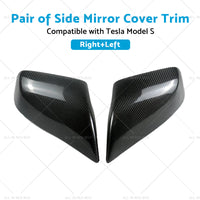 {{ 2x Real Carbon Fiber Wing Side Mirror Cover Trim Suitable For Tesla Model S }} - Buy Car Parts Online at {{ Kaka Auto Parts }}.