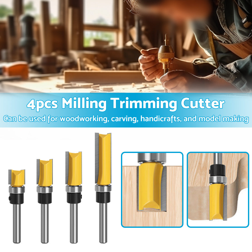 {{ 4pcs 1 4 Shank Top Bearing Flush Trim Pattern Router Bit Set Milling Cutter Kit }} - Buy Car Parts Online at {{ Kaka Auto Parts }}.