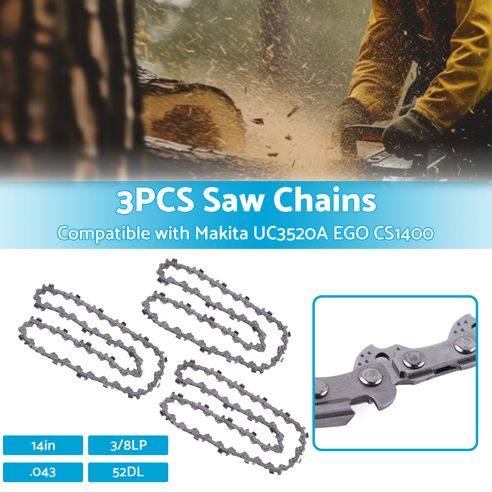 {{ 3PCS Chainsaw Chain 14inch 52DL 3 8LP. 043 Suitable for MAKITA UC3520A EGO CS1400 }} - Buy Car Parts Online at {{ Kaka Auto Parts }}.