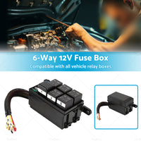 {{ 6-Way 12V Auto Waterproof Fuse Relay Holder Box Block 40A Relays with ATC Fuse }} - Buy Car Parts Online at {{ Kaka Auto Parts }}.