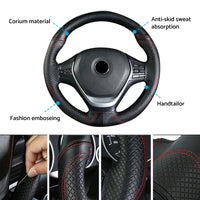 Premium Leather DIY Steering Wheel Cover Suitable For Car – 38cm Auto Protection With Needle