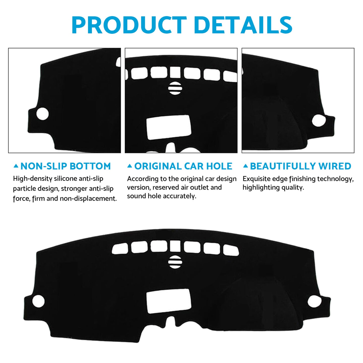 {{ Non-Slip Dash Mat Dashboard Cover Suitable For Audi A1 2012-2018 Polyester Black }} - Buy Car Parts Online at {{ Kaka Auto Parts }}.