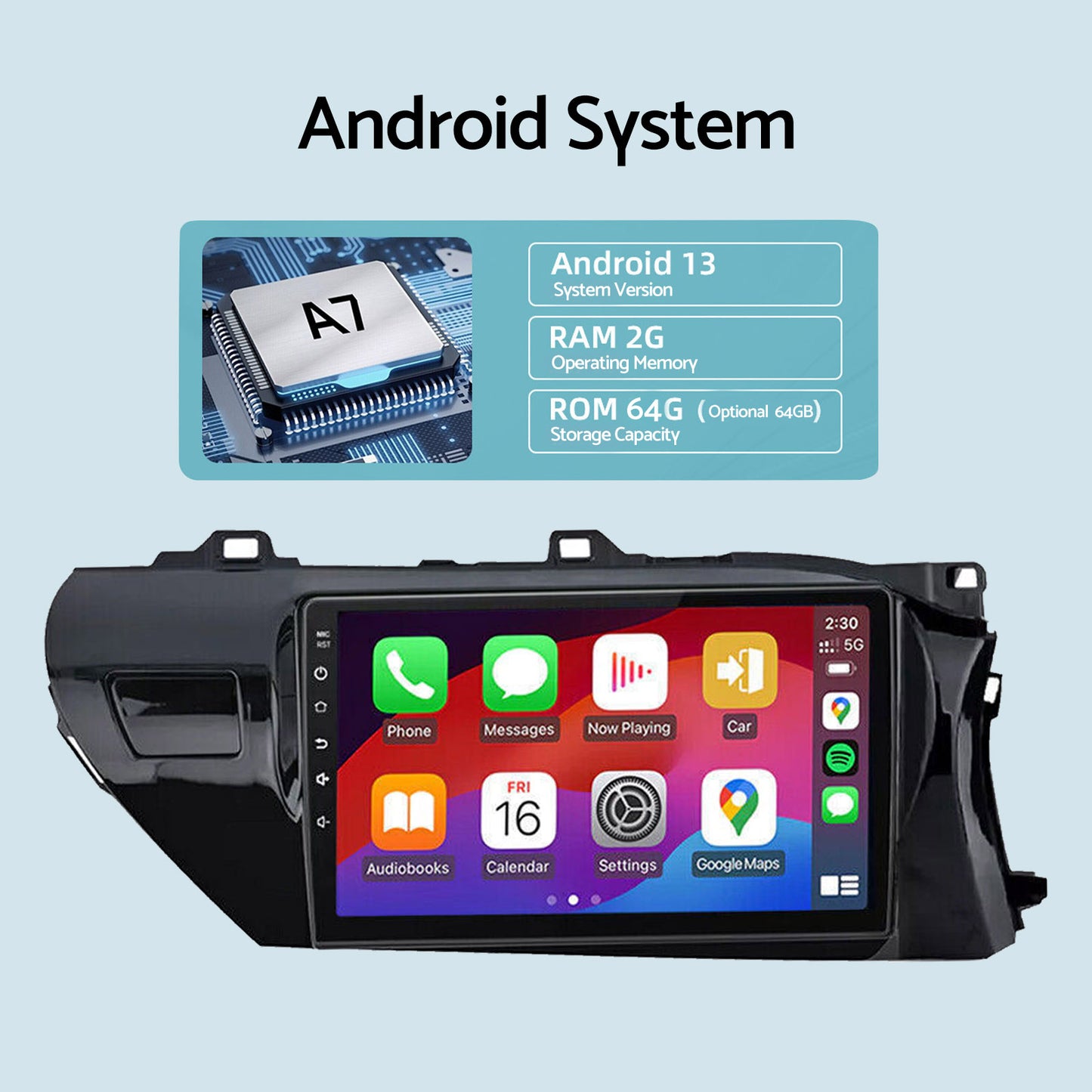 Carplay Android Auto Camera Navi Head Unit Suitable for Toyota Hilux 2015-2022 With Apple Carplay Android Auto