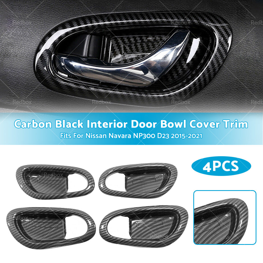 {{ Carbon Black Interior Door Bowl Cover Trim Fit For Nissan Navara NP300 2015-2021 }} - Buy Car Parts Online at {{ Kaka Auto Parts }}.