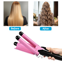 25mm Ceramic Triple Barrel Hair Curler Curling Iron Wave Wand Salon Styler