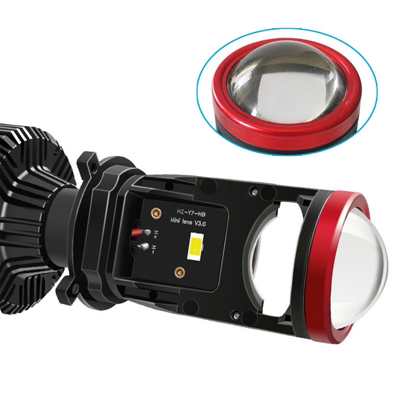 2x H4 Y7D Bi-LED Mini Lens Car Headlight Lamps 6000K Suitable For Universal Vehicles