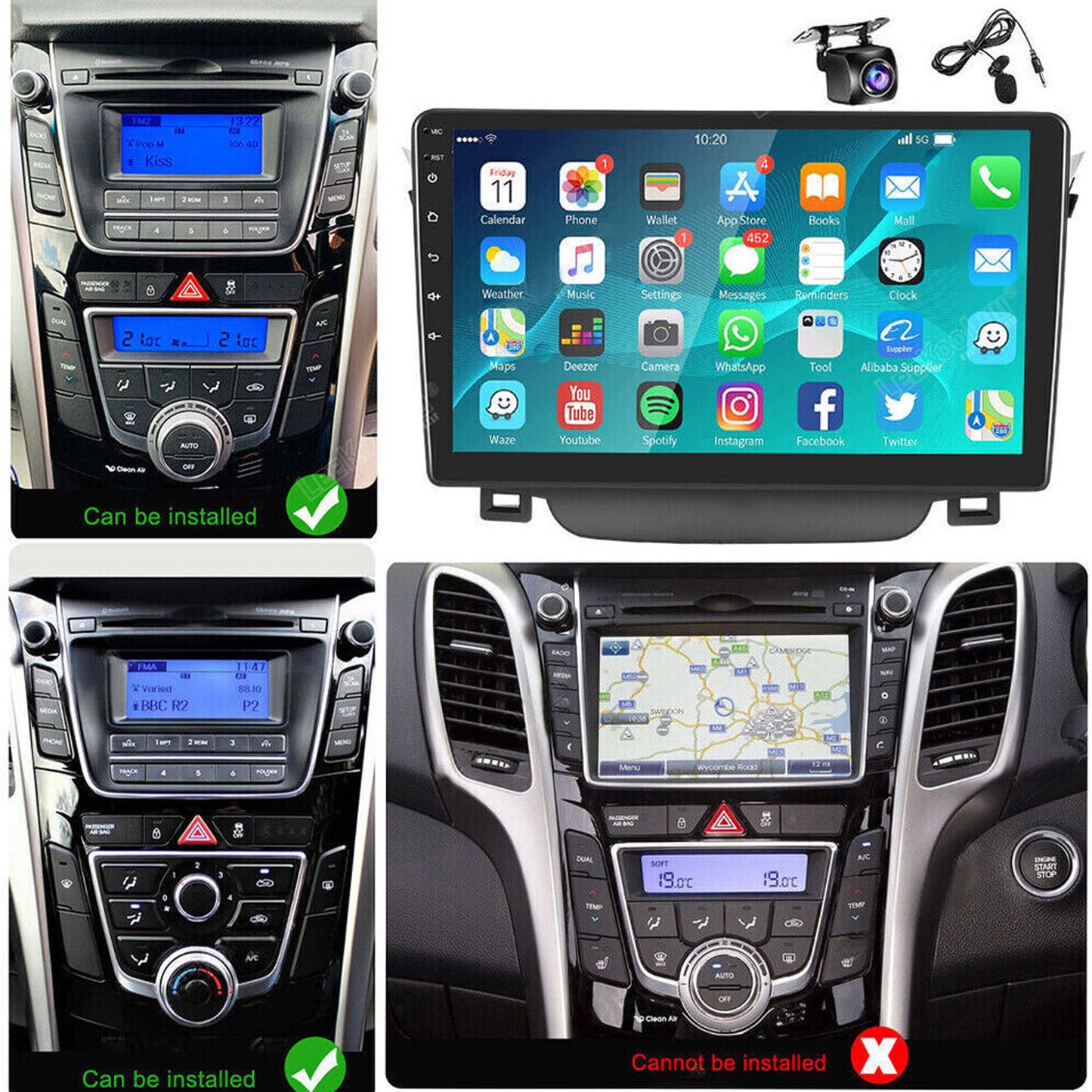 In-Dash Units 9" Touch Screen Stereo CarPlay Suitable For Toyota Corolla 2009-13