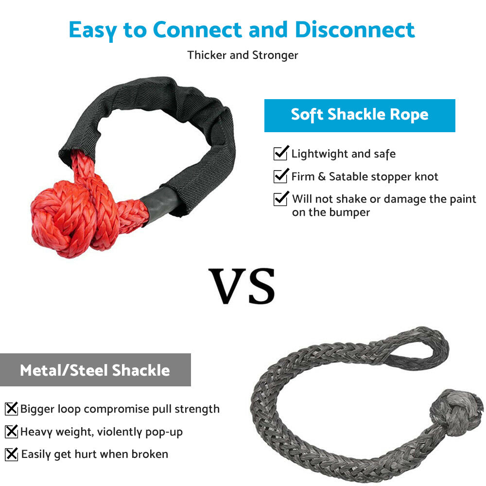 {{ Recovery Pulley Kit Suitable For Winch Ropes 3/8in 1/2in Soft Shackle Red Black }} - Buy Car Parts Online at {{ Kaka Auto Parts }}.