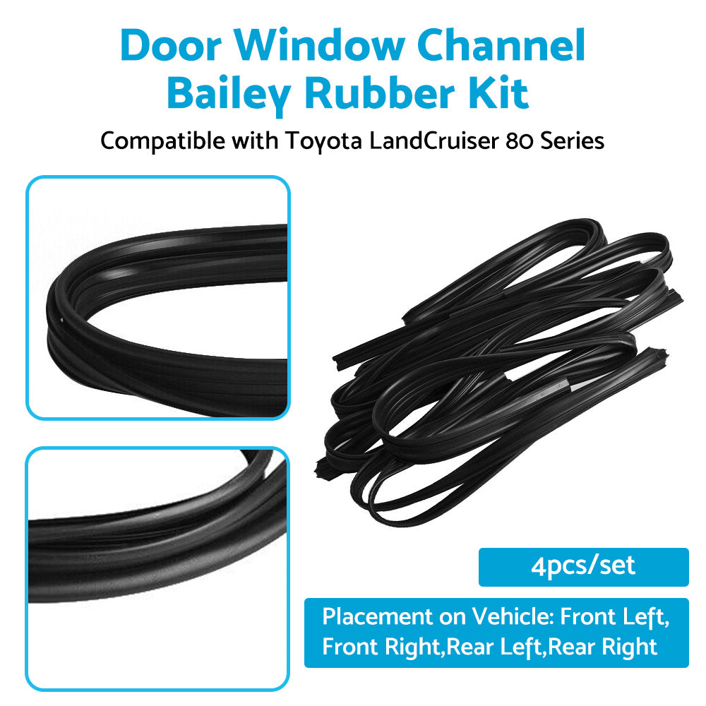 {{ Door Window Channel Bailey Rubber Kit Suitable For Toyota LandCruiser 80 Series }} - Buy Car Parts Online at {{ Kaka Auto Parts }}.