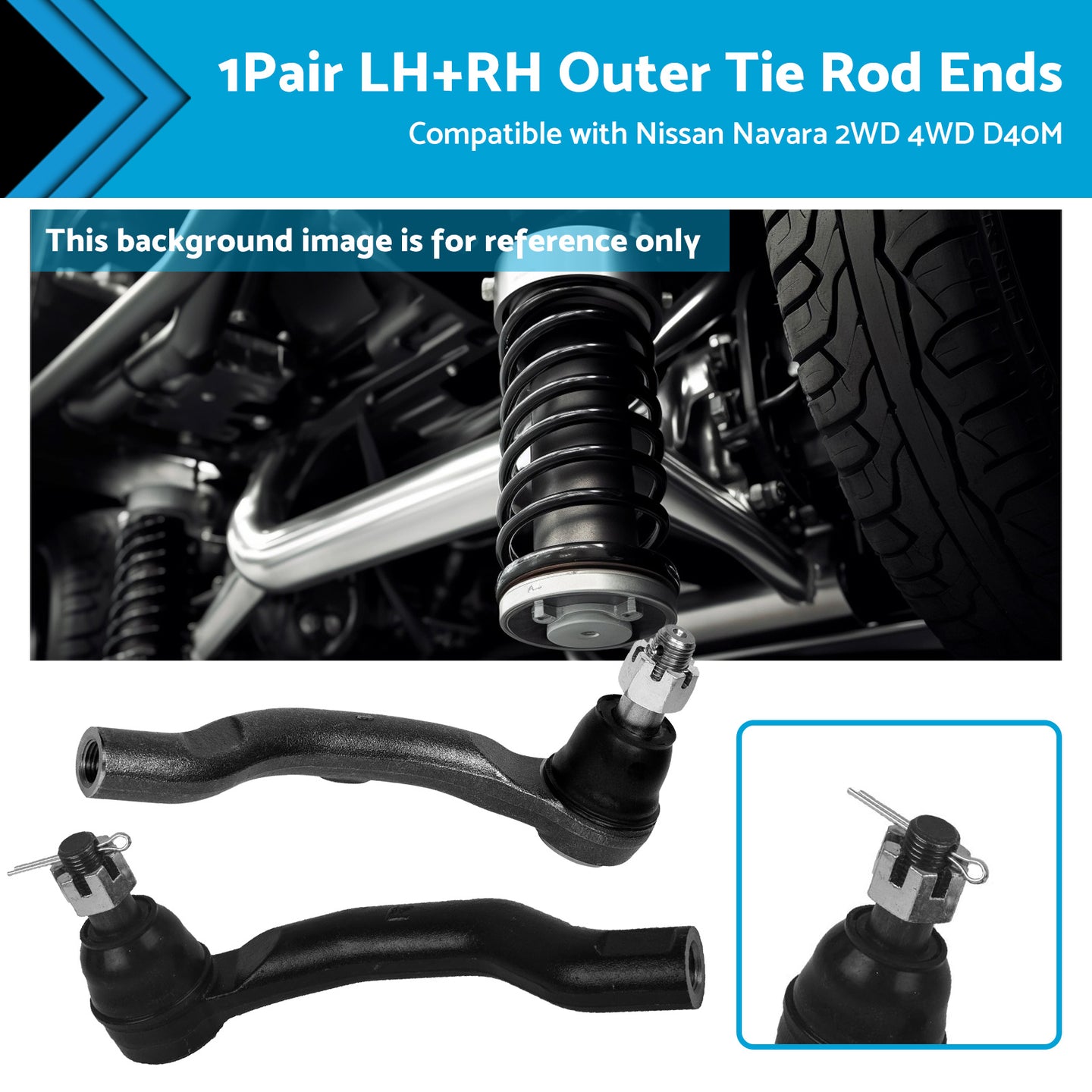 {{ 2x LHRH Outer Tie Rod Ends Suitable for Nissan Navara 2WD 4WD D40M Chassis VSK }} - Buy Car Parts Online at {{ Kaka Auto Parts }}.
