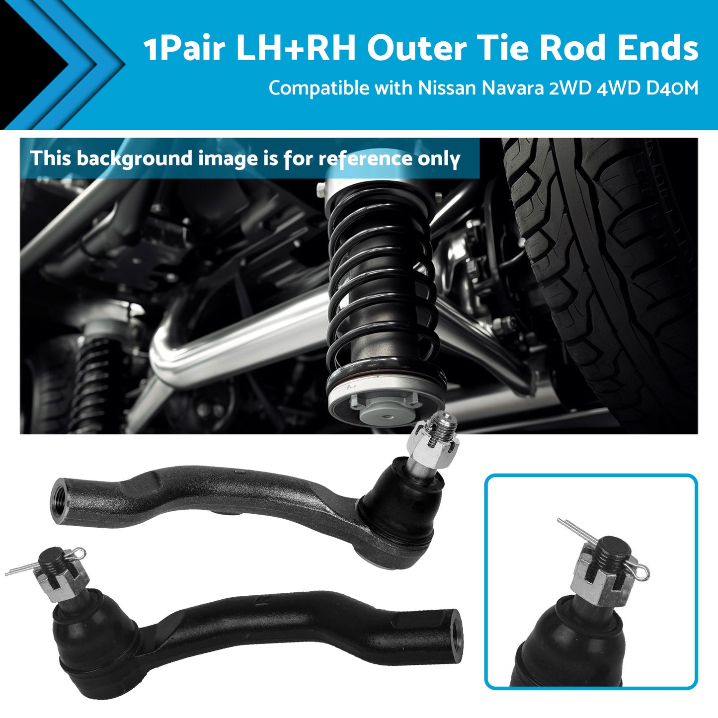 {{ 2x LHRH Outer Tie Rod Ends Suitable for Nissan Navara 2WD 4WD D40M Chassis VSK }} - Buy Car Parts Online at {{ Kaka Auto Parts }}.