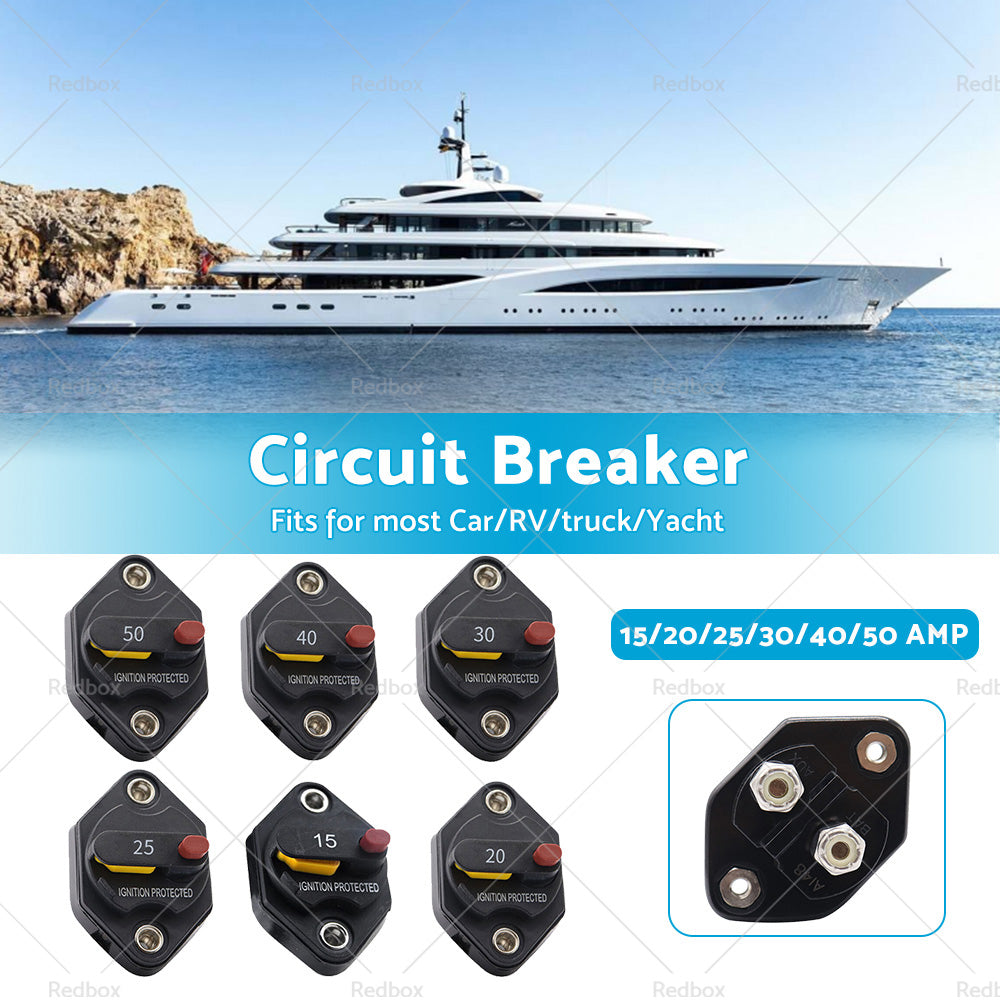{{ 15/20/25/30/40/50A AMP Circuit Breaker Waterproof 12V 32V DC Manual Reset }} - Buy Car Parts Online at {{ Kaka Auto Parts }}.