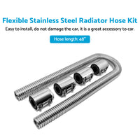 {{ 48inch Flexible Stainless Steel Radiator Hose Kit with Chrome Caps Car Polished }} - Buy Car Parts Online at {{ Kaka Auto Parts }}.