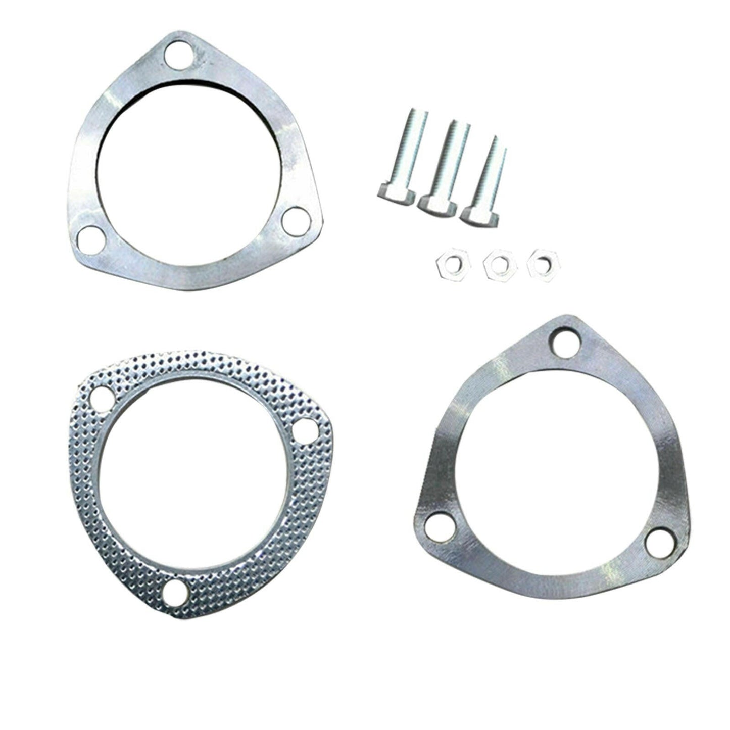 Exhaust Flange Plate Set 304 Stainless Steel 2.5in 63mm 3 Bolt Suitable For Universal Applications