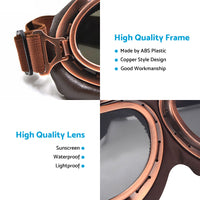 Vintage Pilot Motorcycle Racing Goggles Retro Aviator ATV UTV Dirt Bike Eyewear