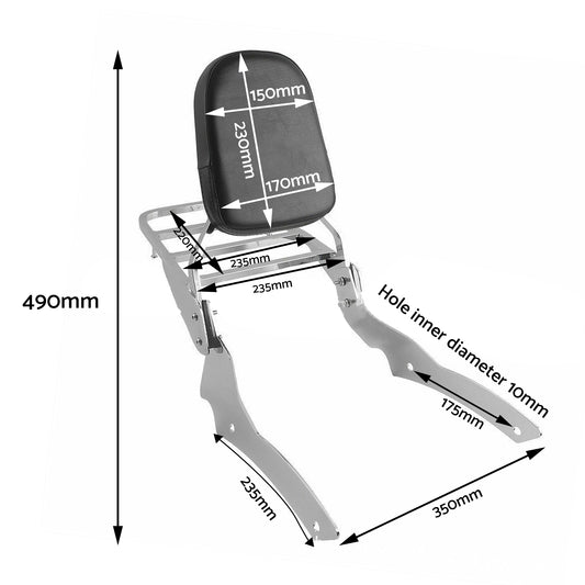 Backrest Sissy Bar Luggage Rack Suitable for Yamaha V-Star 650 Custom XVS650