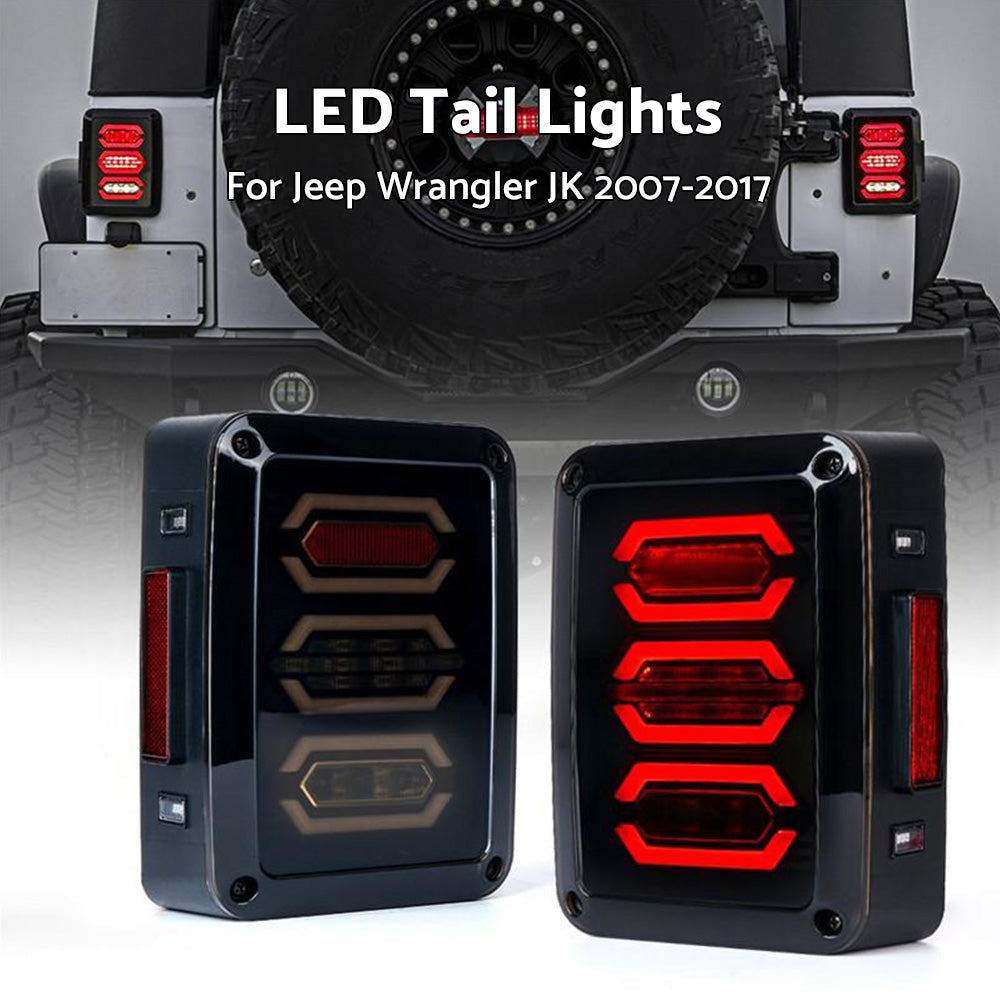 Smoked LED Tail Lights Rear Lamp Suitable For Jeep Wrangler JK 2007-2017