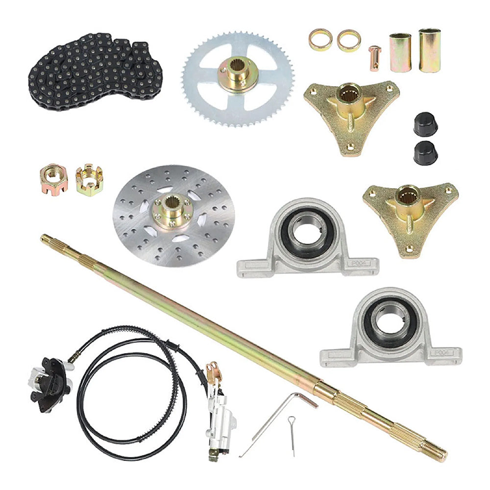 Rear Live Axle Kit With Chain, Hub Sprocket and Hub Brake Assembly Suitable For Drift Trike / Go-Kart