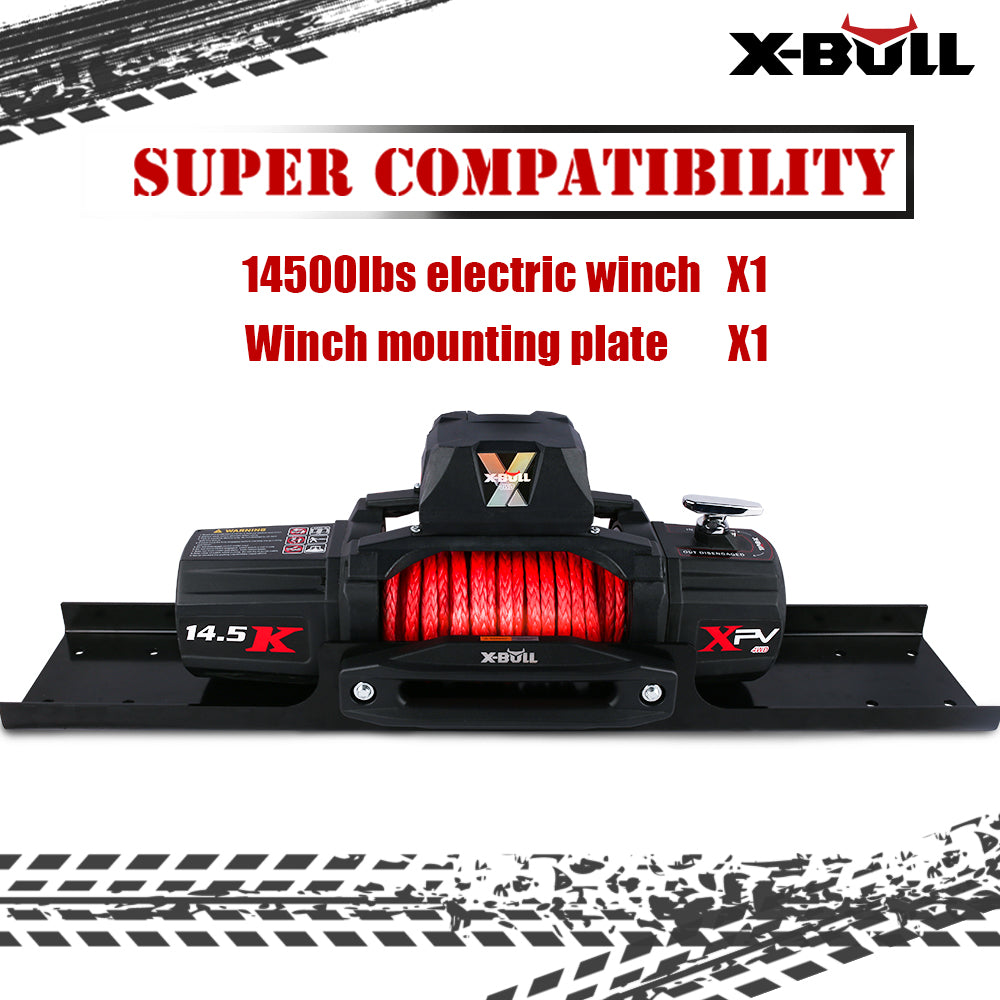 {{ Electric Winch 14500lbs 12V with Synthetic Rope Mount Plate Suitable For 4WD SUV }} - Buy Car Parts Online at {{ Kaka Auto Parts }}.